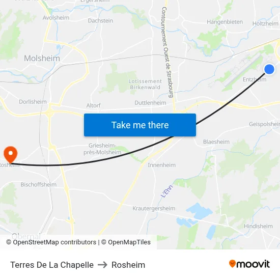 Terres De La Chapelle to Rosheim map