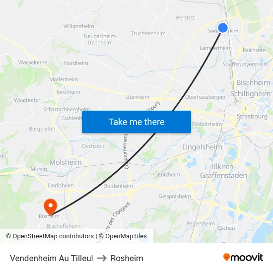 Vendenheim Au Tilleul to Rosheim map