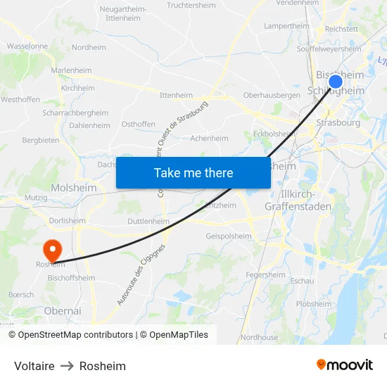 Voltaire to Rosheim map