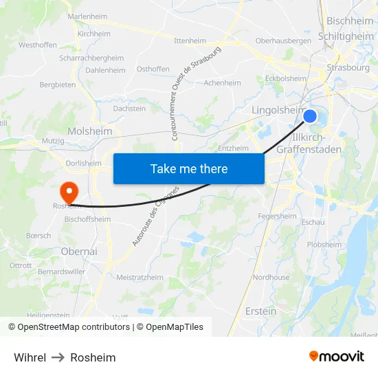 Wihrel to Rosheim map