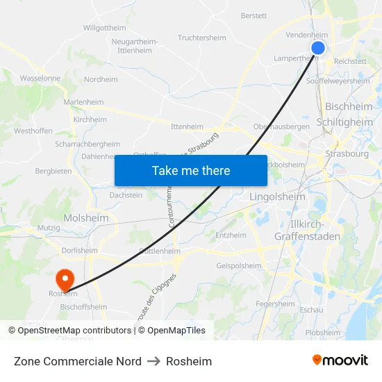 Zone Commerciale Nord to Rosheim map