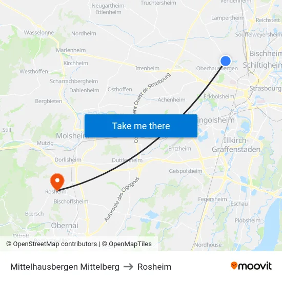 Mittelhausbergen Mittelberg to Rosheim map