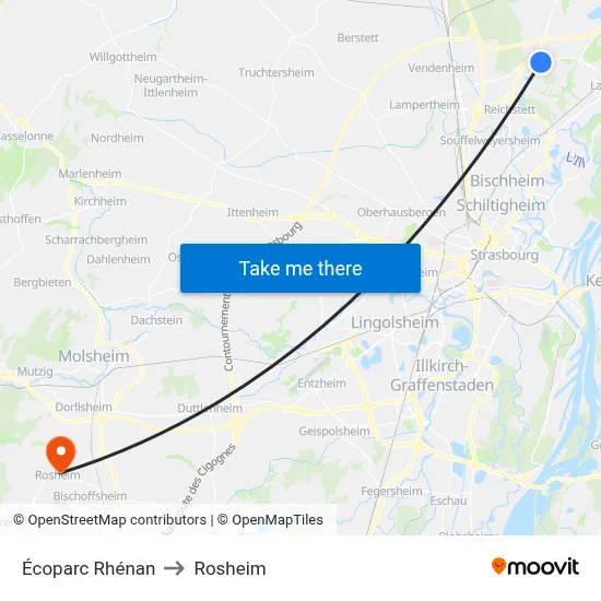 Écoparc Rhénan to Rosheim map