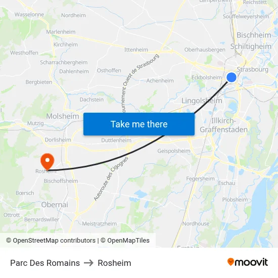 Parc Des Romains to Rosheim map