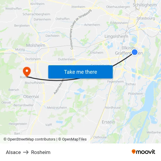 Alsace to Rosheim map