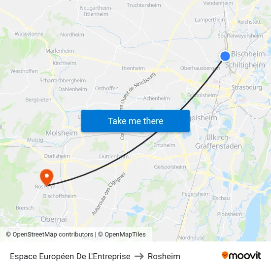Espace Européen De L'Entreprise to Rosheim map