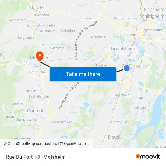 Rue Du Fort to Molsheim map
