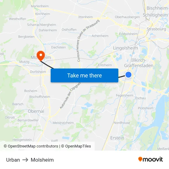 Urban to Molsheim map