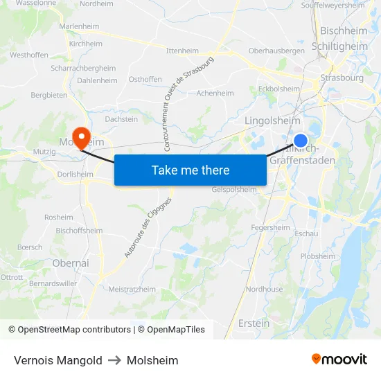 Vernois Mangold to Molsheim map