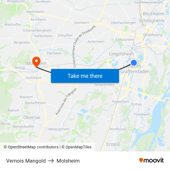 Vernois Mangold to Molsheim map
