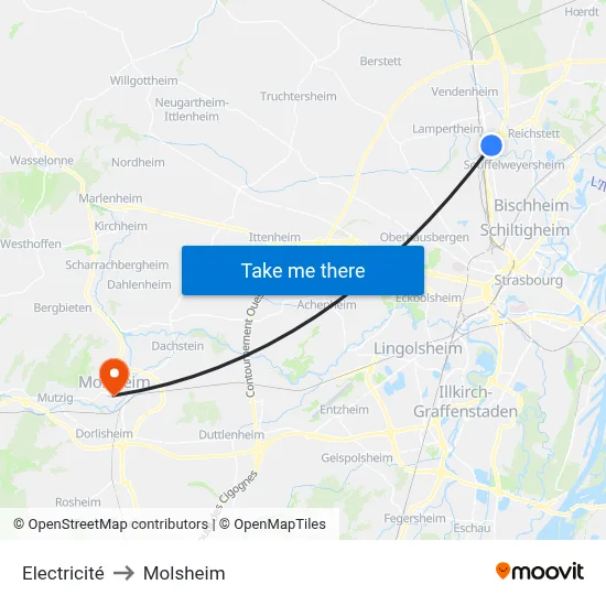 Electricité to Molsheim map