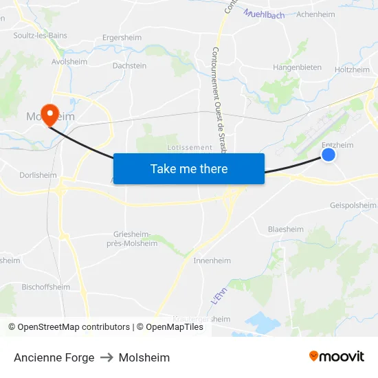 Ancienne Forge to Molsheim map