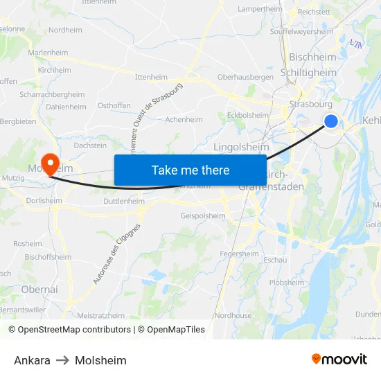 Ankara to Molsheim map
