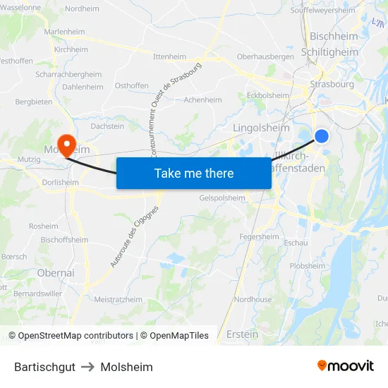 Bartischgut to Molsheim map