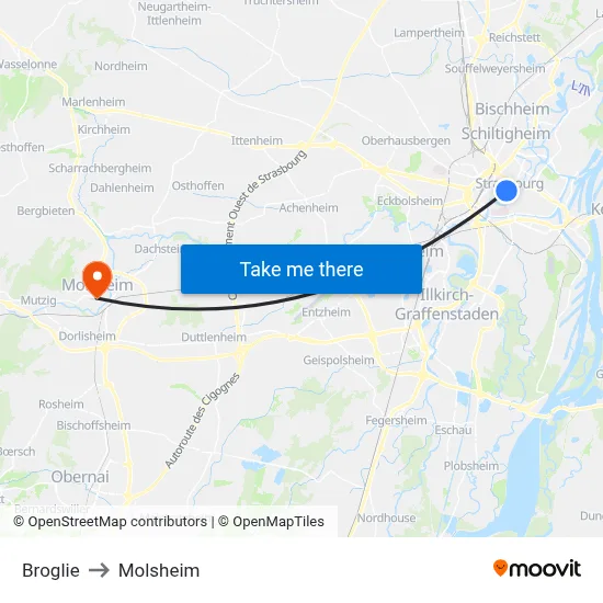 Broglie to Molsheim map