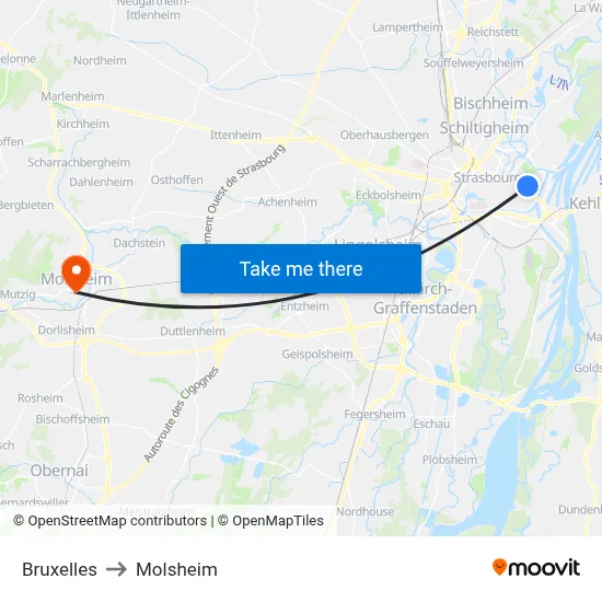 Bruxelles to Molsheim map