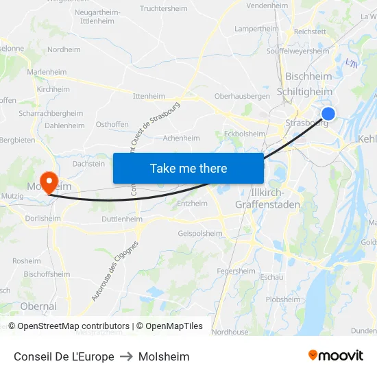 Conseil De L'Europe to Molsheim map