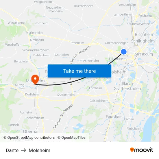 Dante to Molsheim map