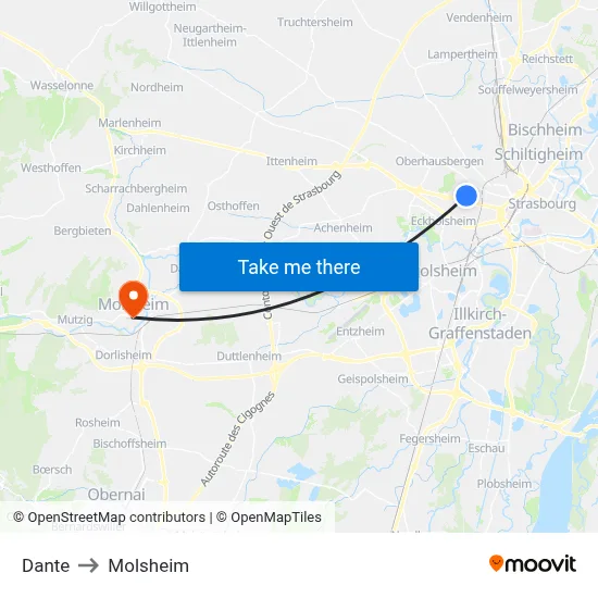 Dante to Molsheim map