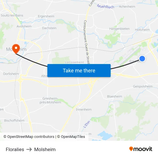 Floralies to Molsheim map