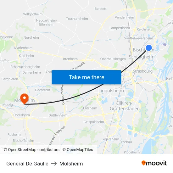 Général De Gaulle to Molsheim map