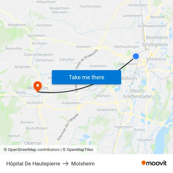 Hôpital De Hautepierre to Molsheim map