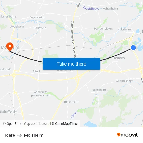 Icare to Molsheim map