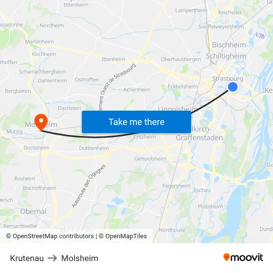 Krutenau to Molsheim map