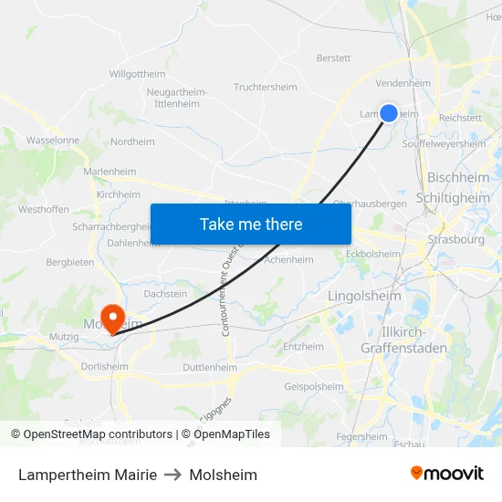 Lampertheim Mairie to Molsheim map