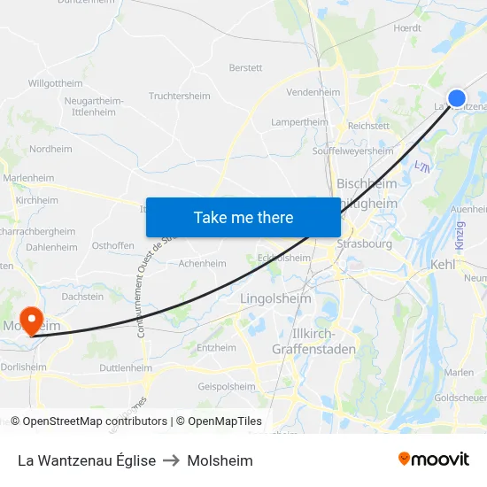 La Wantzenau Église to Molsheim map