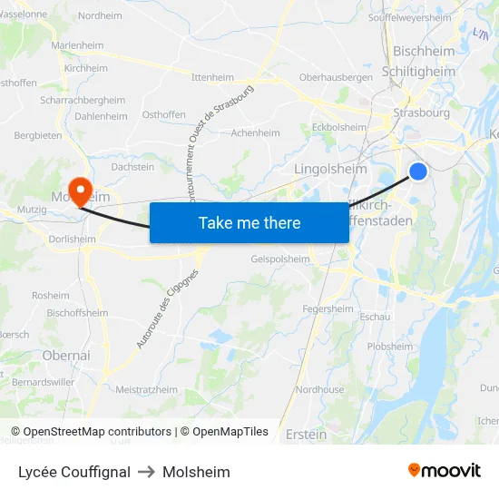 Lycée Couffignal to Molsheim map
