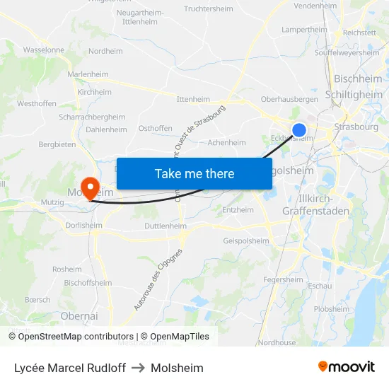 Lycée Marcel Rudloff to Molsheim map