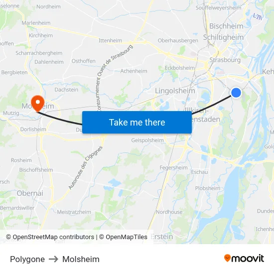 Polygone to Molsheim map
