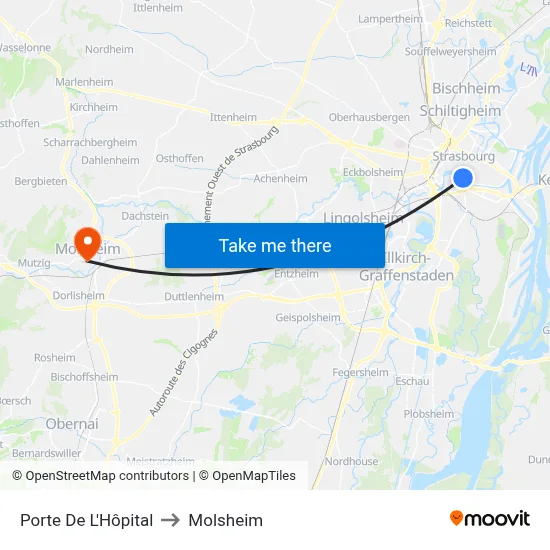 Porte De L'Hôpital to Molsheim map