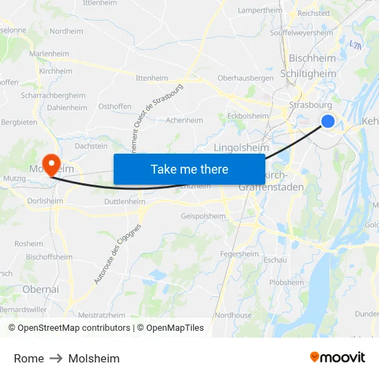 Rome to Molsheim map