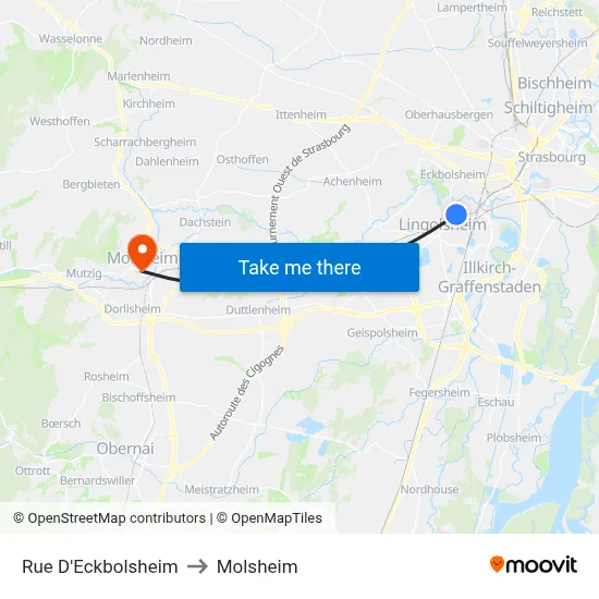 Rue D'Eckbolsheim to Molsheim map
