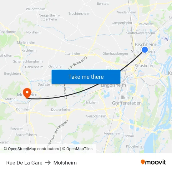 Rue De La Gare to Molsheim map