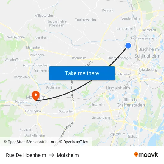 Rue De Hoenheim to Molsheim map