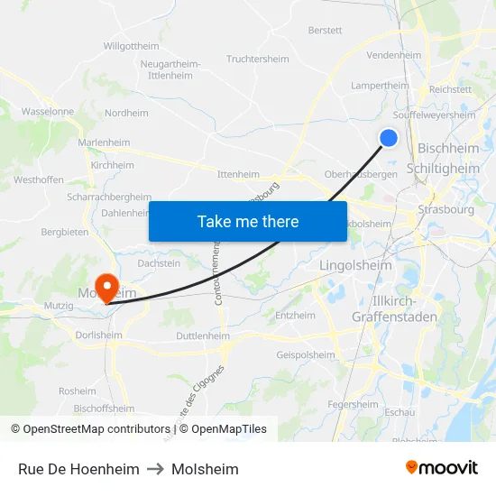 Rue De Hoenheim to Molsheim map