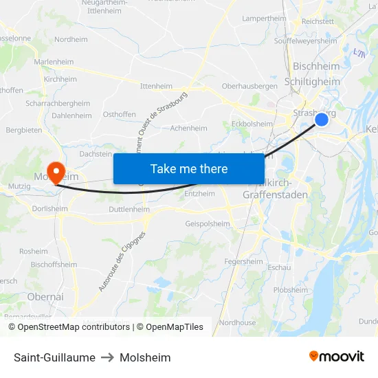 Saint-Guillaume to Molsheim map