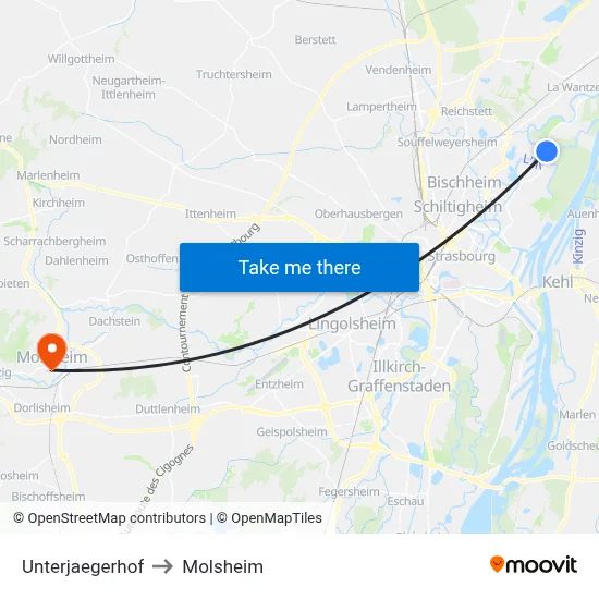 Unterjaegerhof to Molsheim map