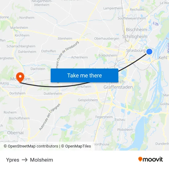 Ypres to Molsheim map
