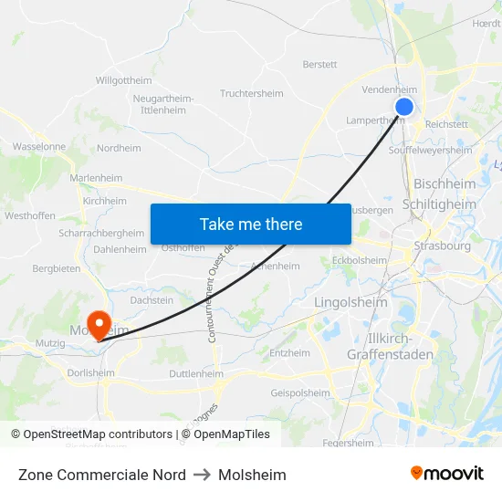 Zone Commerciale Nord to Molsheim map