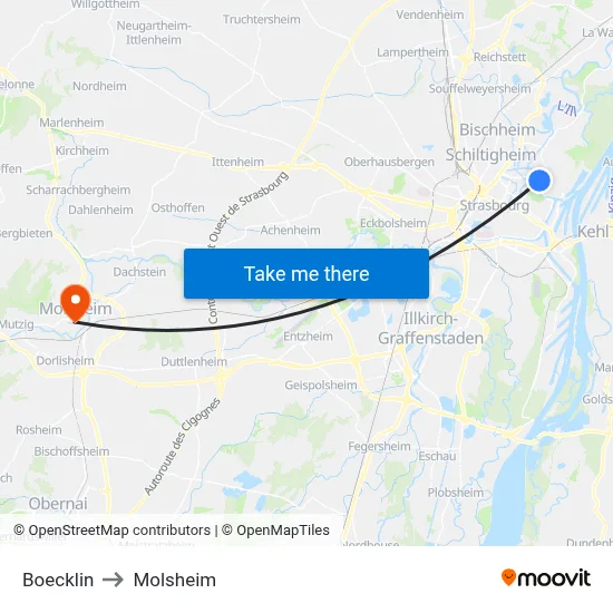 Boecklin to Molsheim map