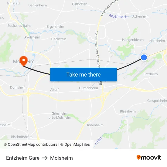 Entzheim Gare to Molsheim map