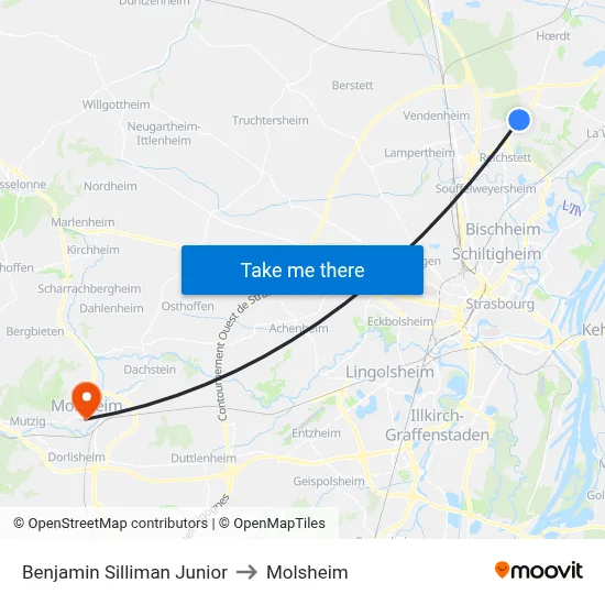 Benjamin Silliman Junior to Molsheim map