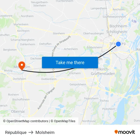 République to Molsheim map