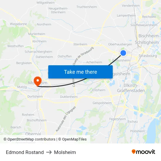 Edmond Rostand to Molsheim map