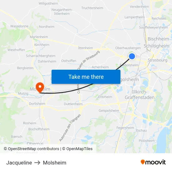 Jacqueline to Molsheim map