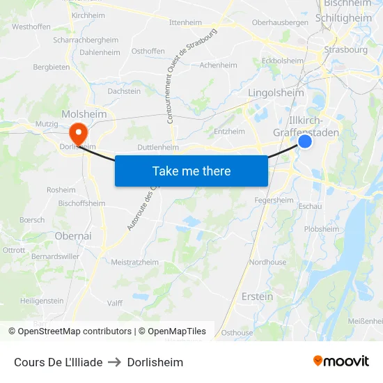 Cours De L'Illiade to Dorlisheim map